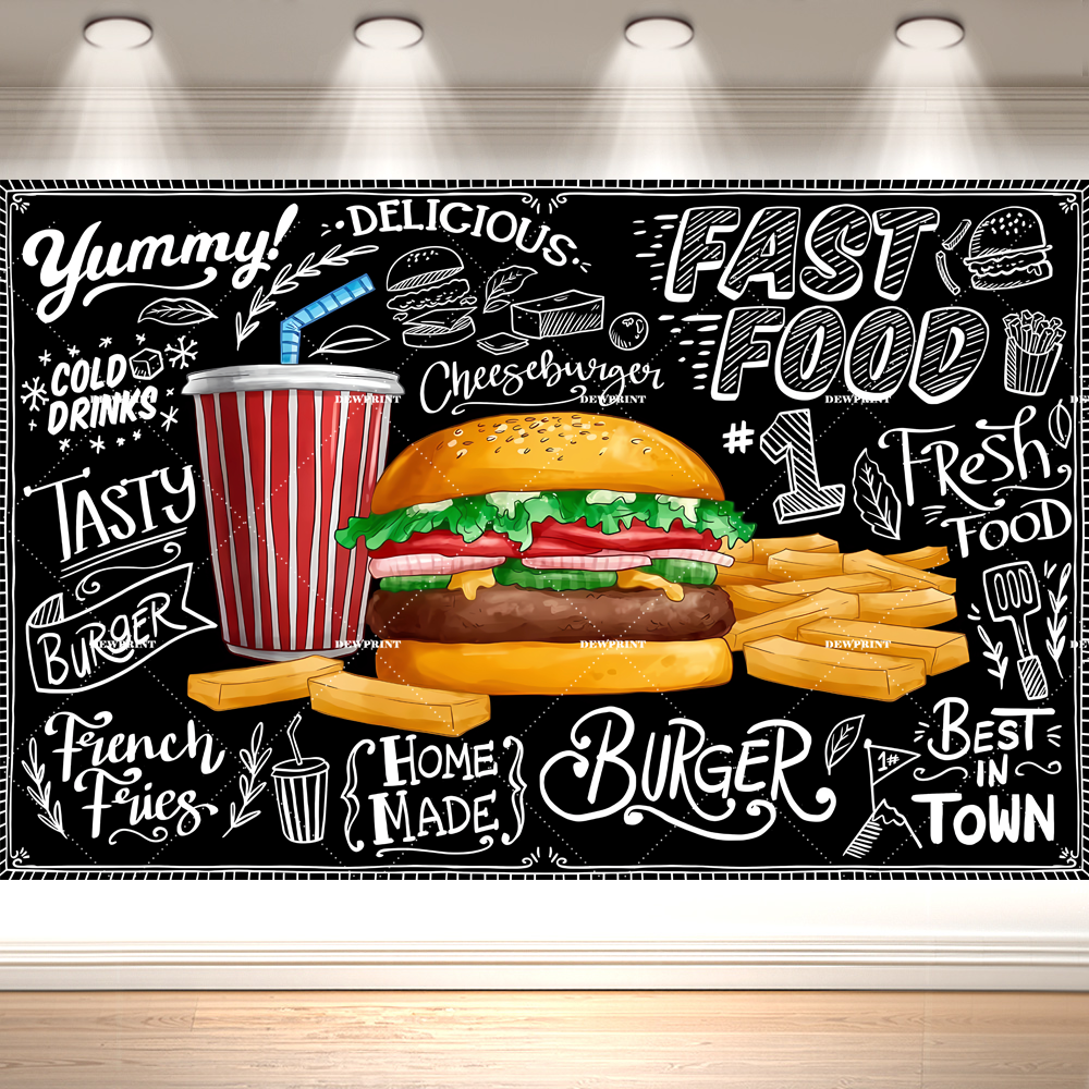 Dewprint Cartoon Hamburger Fas - Food Snacks Banner 评论和价格